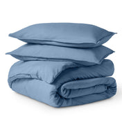 Solid color duvet set folded and stacked