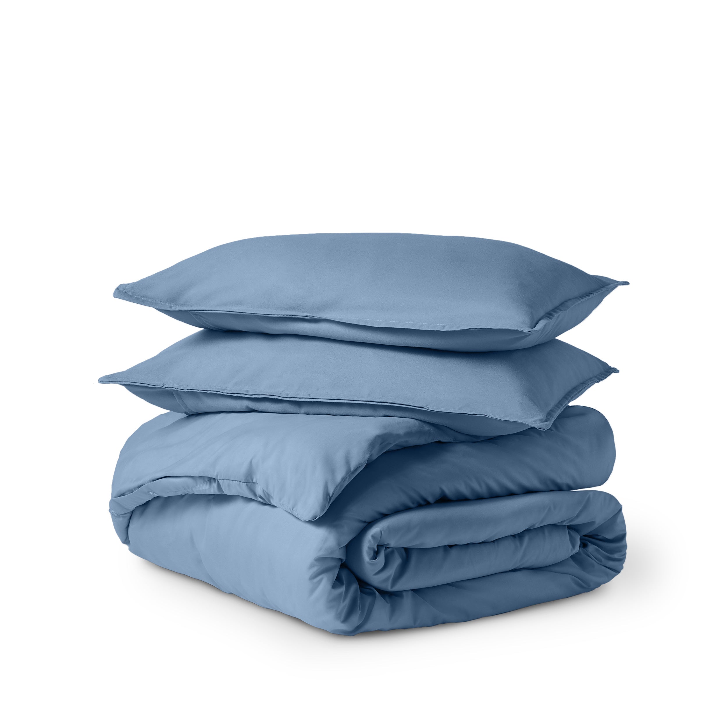Solid color duvet set folded and stacked