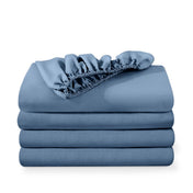 4 ultra soft fitted sheets folded and stacked
