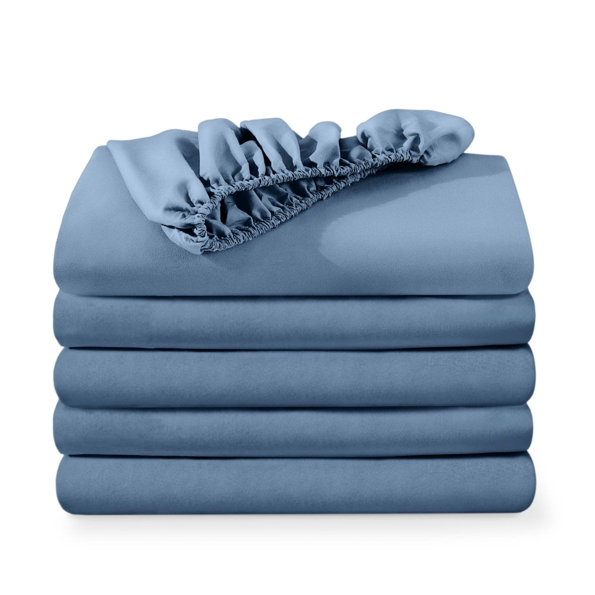 5 ultra soft fitted sheets folded and stacked