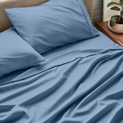 Close up of ultra-soft sheets on a bed