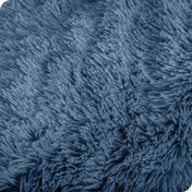 Close up of the soft texture of a shaggy faux fur sherpa blanket