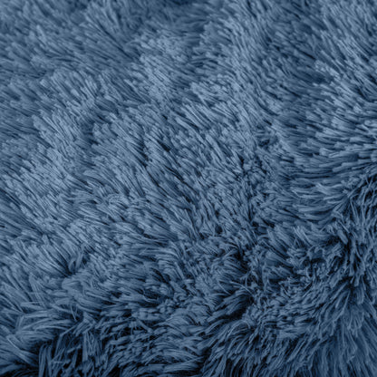 Close up of the shaggy faux fur blanket