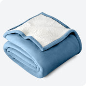 Coronet Blue Sherpa Blanket folded