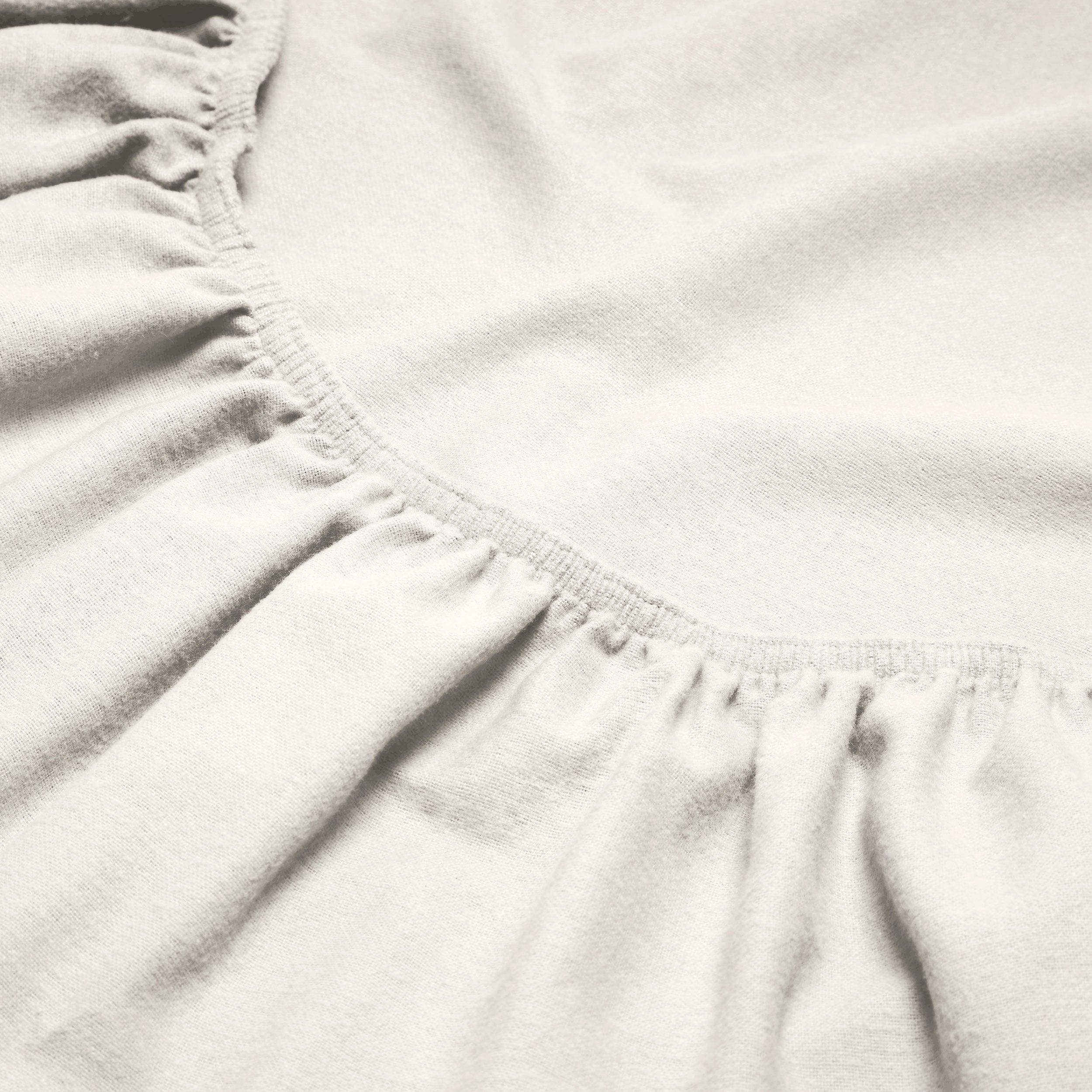 Close-up of flannel fitted sheet.