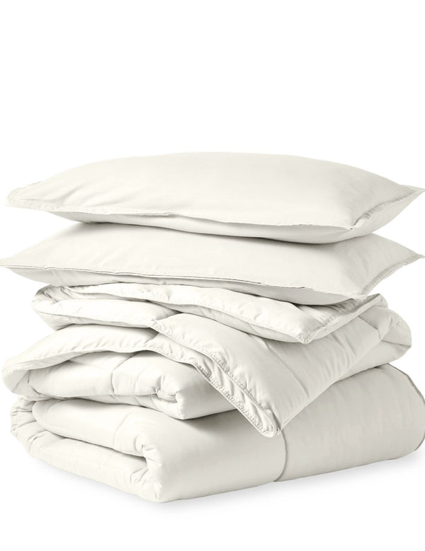 A down alternative comforter folded neatly