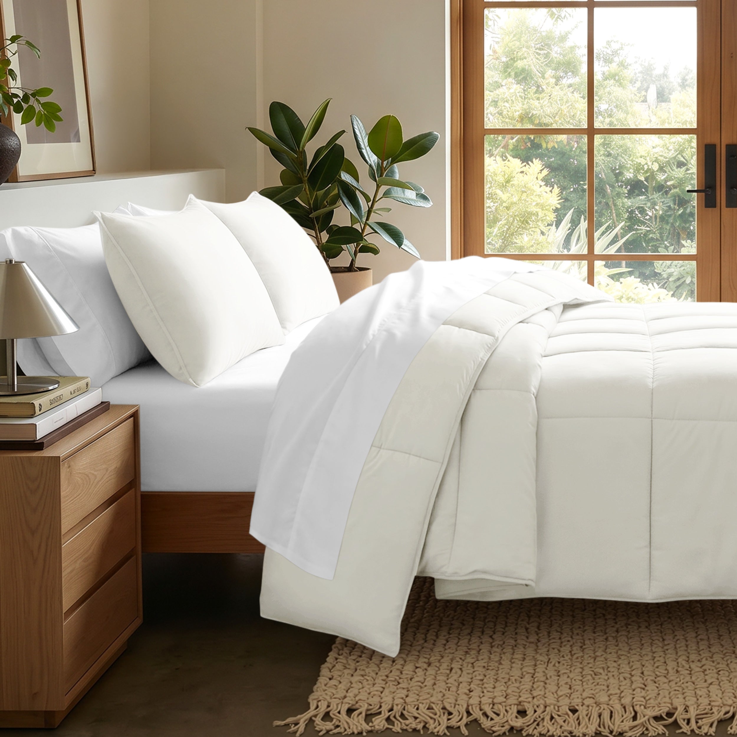 Microfiber comforter set on a bed