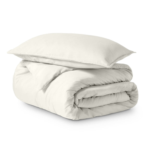 Solid color duvet set folded and stacked