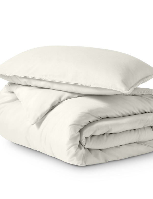 Solid color duvet set folded and stacked