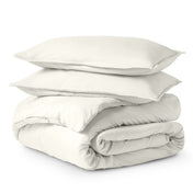 Solid color duvet set folded and stacked