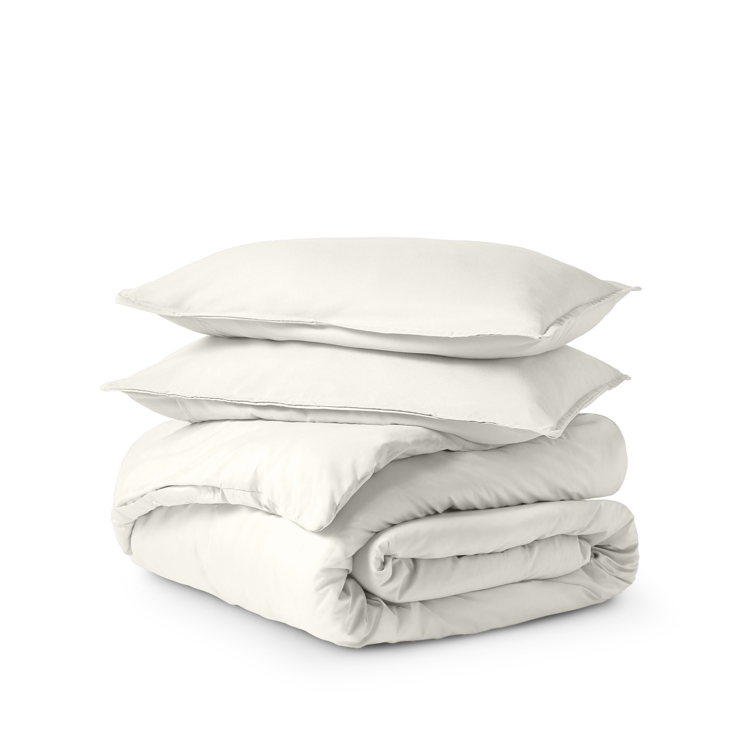 Solid color duvet set folded and stacked