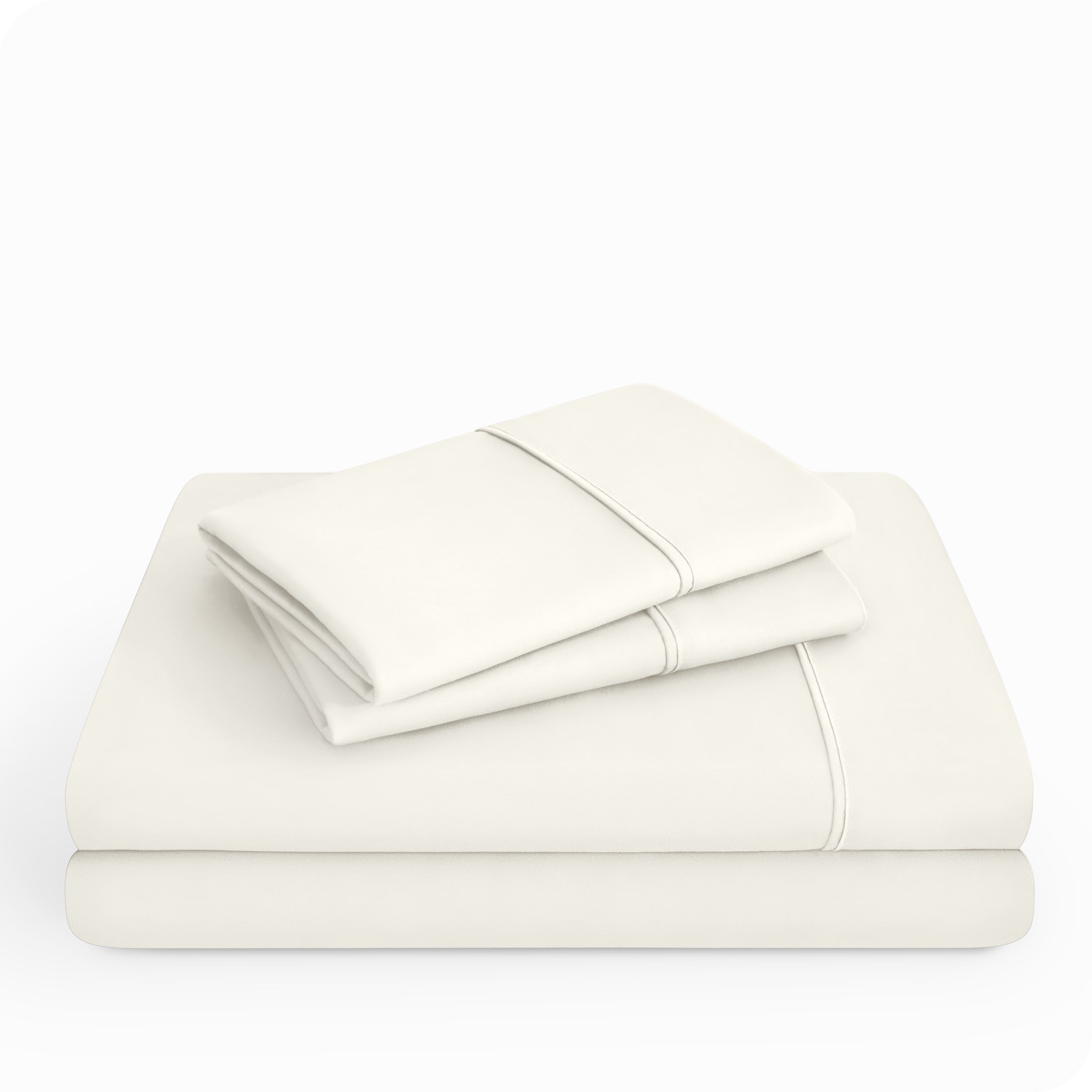 Microfiber sheet set folded and stacked neatly.