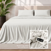 Sewn-in tag makes bed-making easy