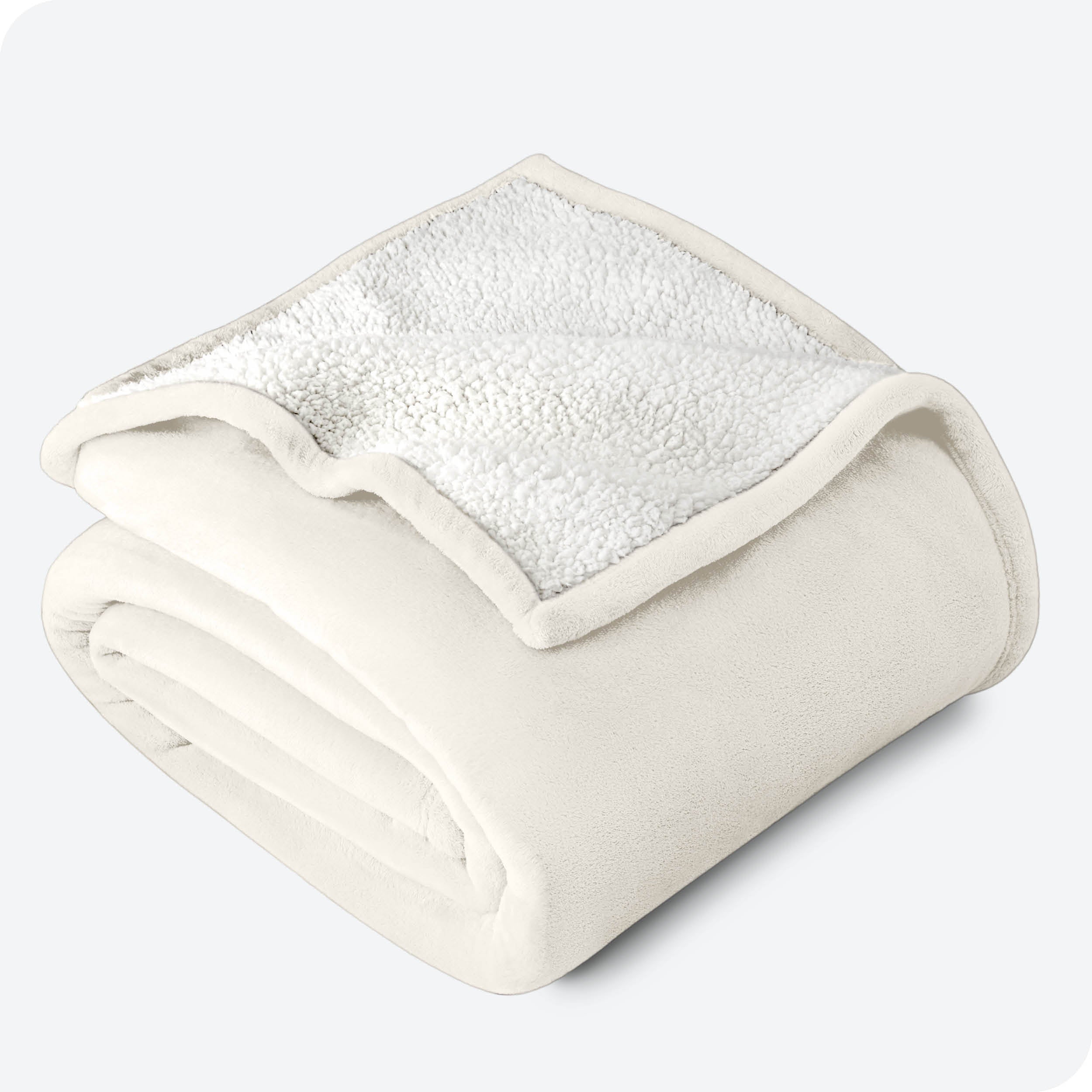Cream Sherpa Blanket folded