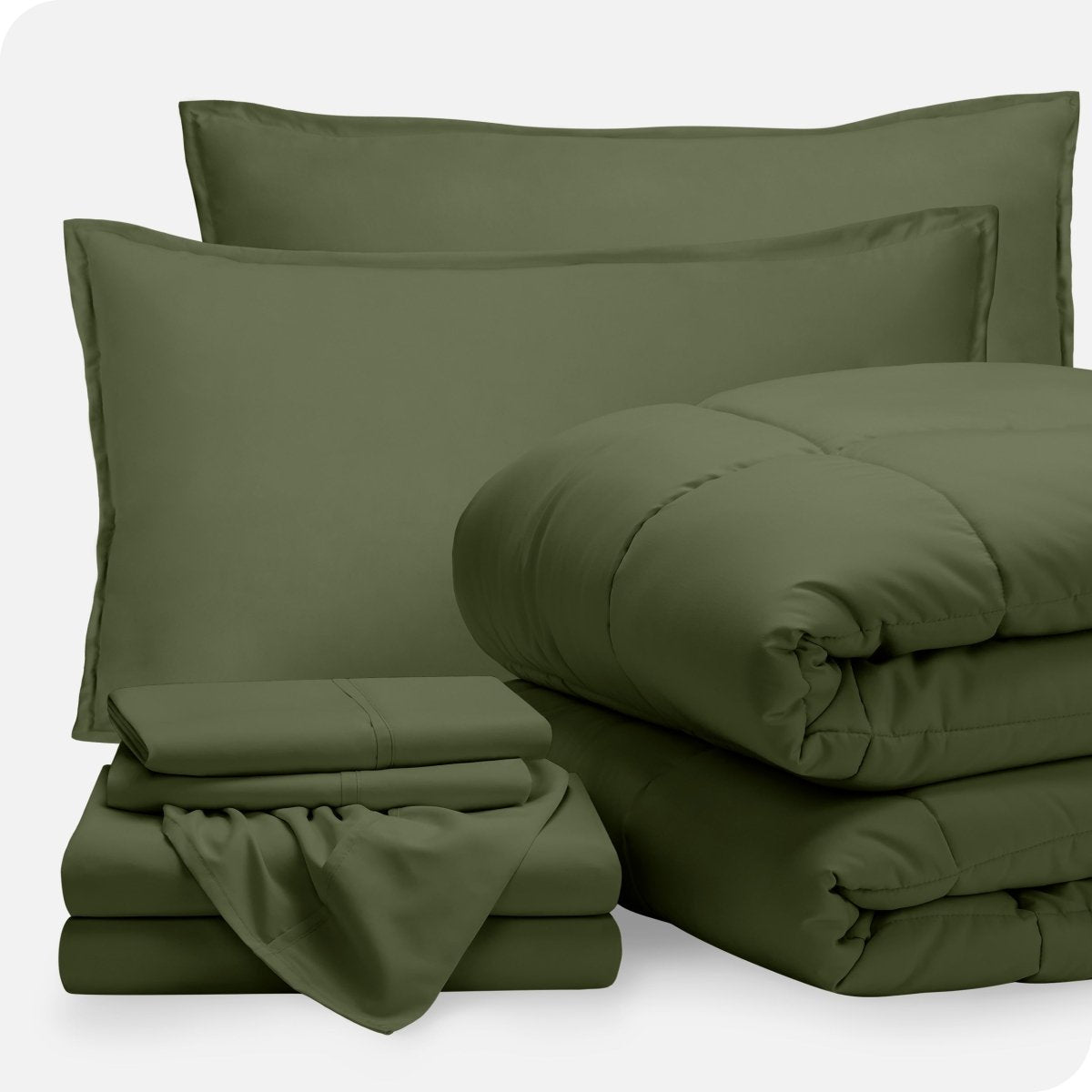 A bed in a bag folded and stacked neatly