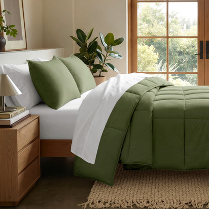 Microfiber comforter set on a bed