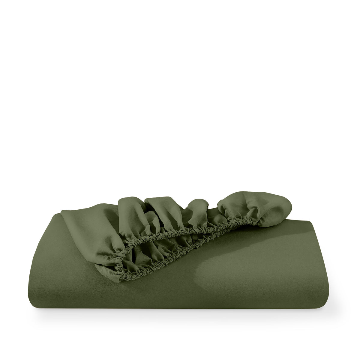 Microfiber fitted sheet folded with a white background