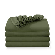 4 ultra soft fitted sheets folded and stacked