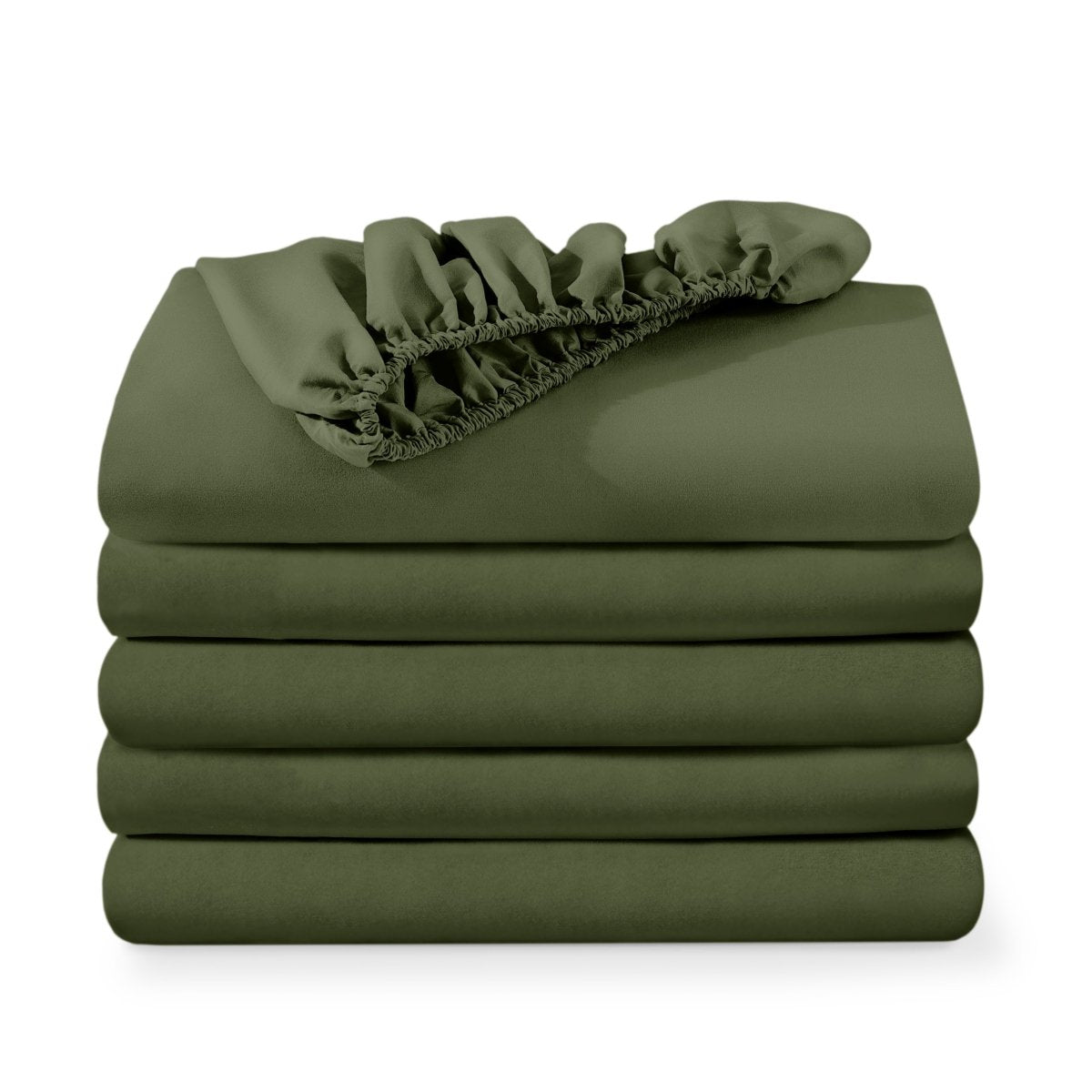 5 ultra soft fitted sheets folded and stacked