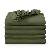 5 ultra soft fitted sheets folded and stacked