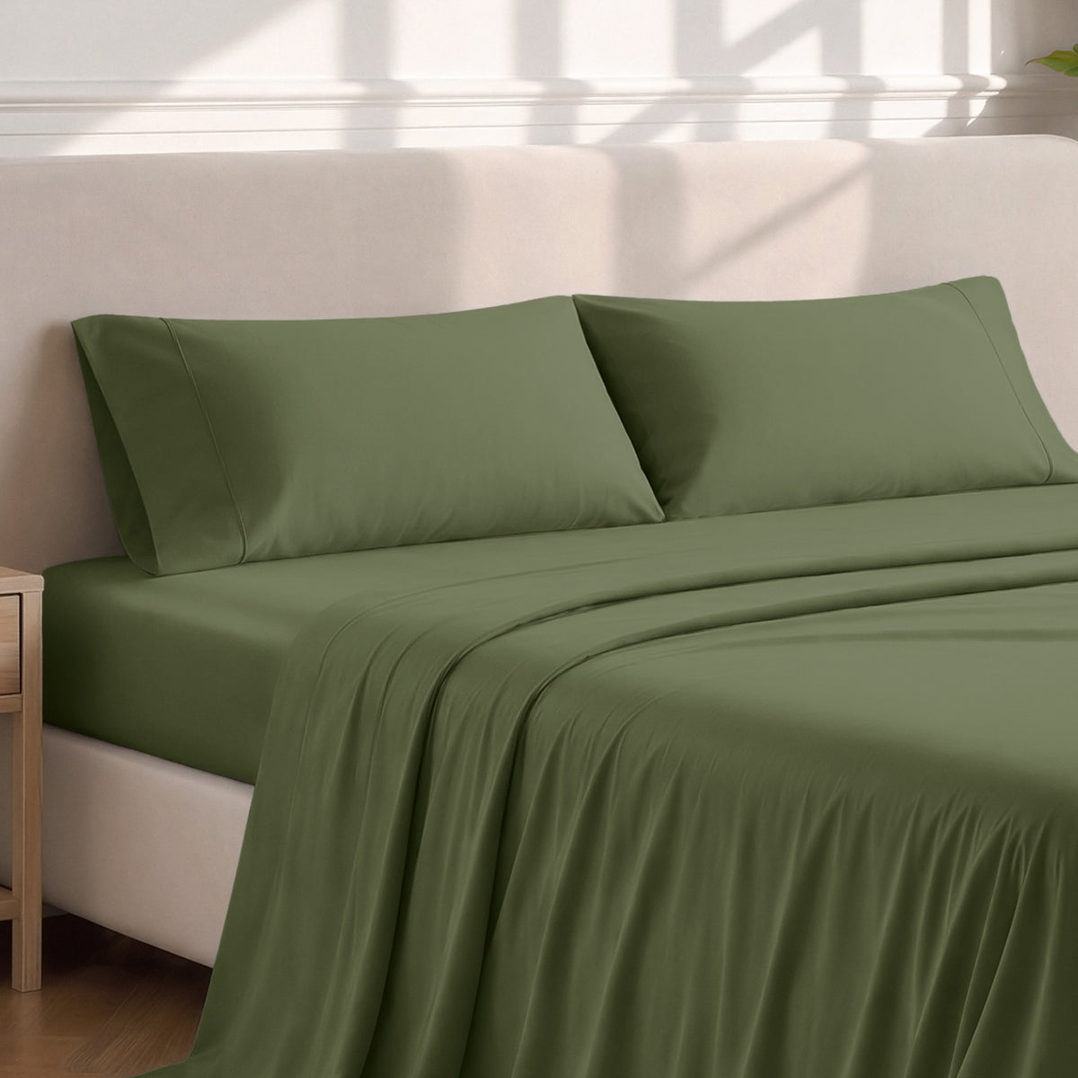 Matching sheets and pillowcases on a bed