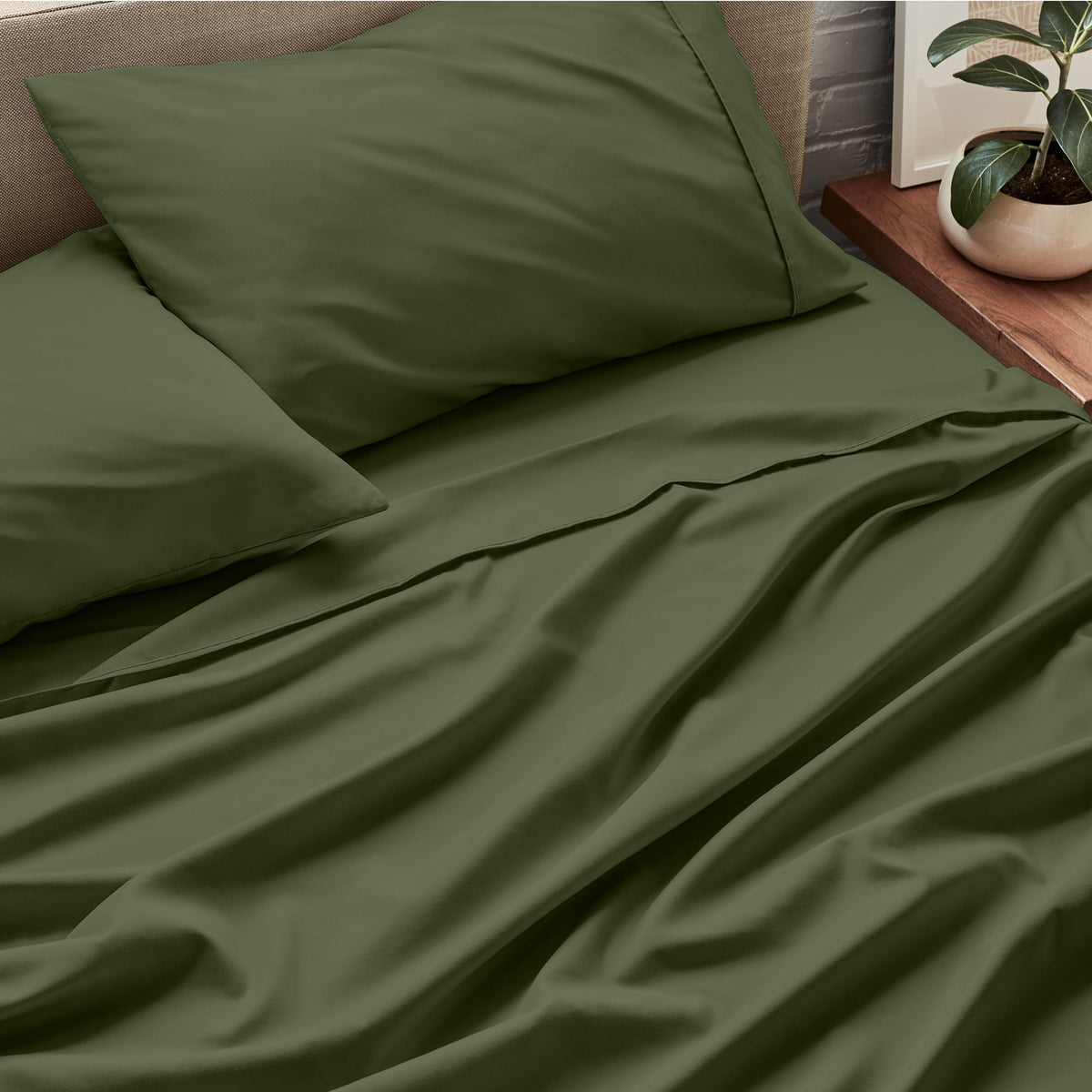 Close-up of sheets and pillowcases on a bed