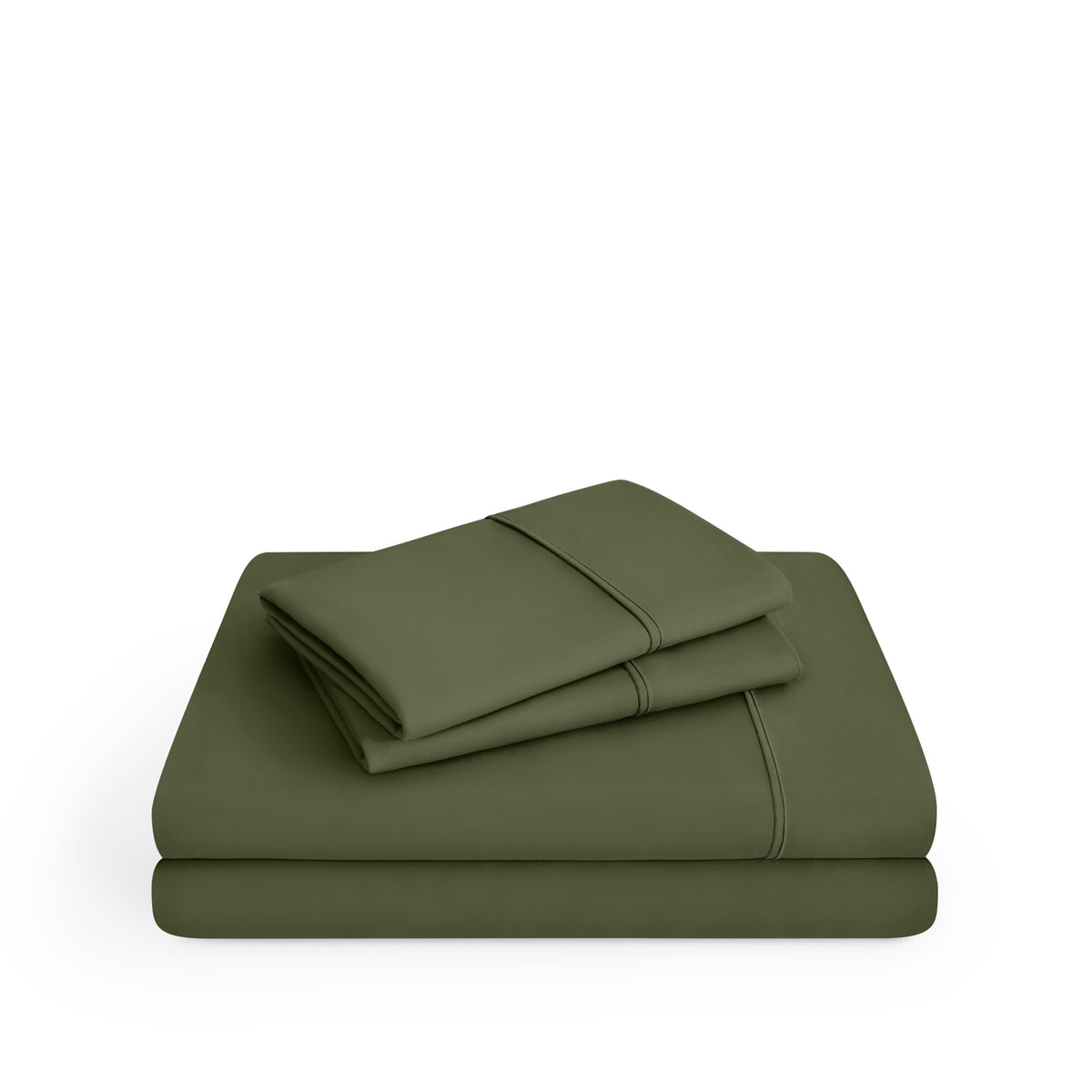 Microfiber sheet set folded and stacked