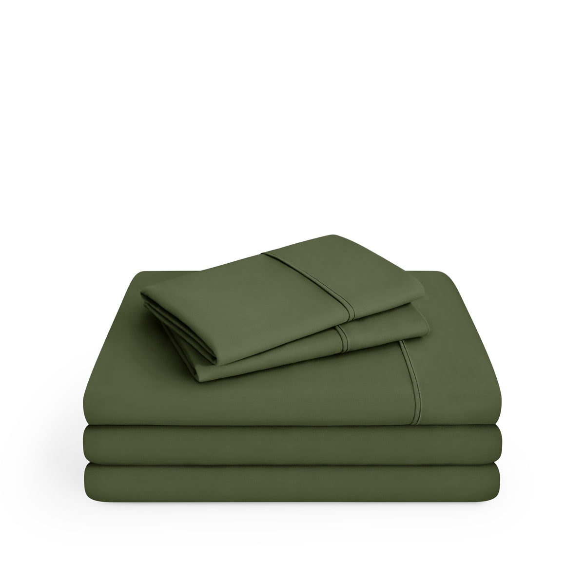 Microfiber sheet set folded and stacked