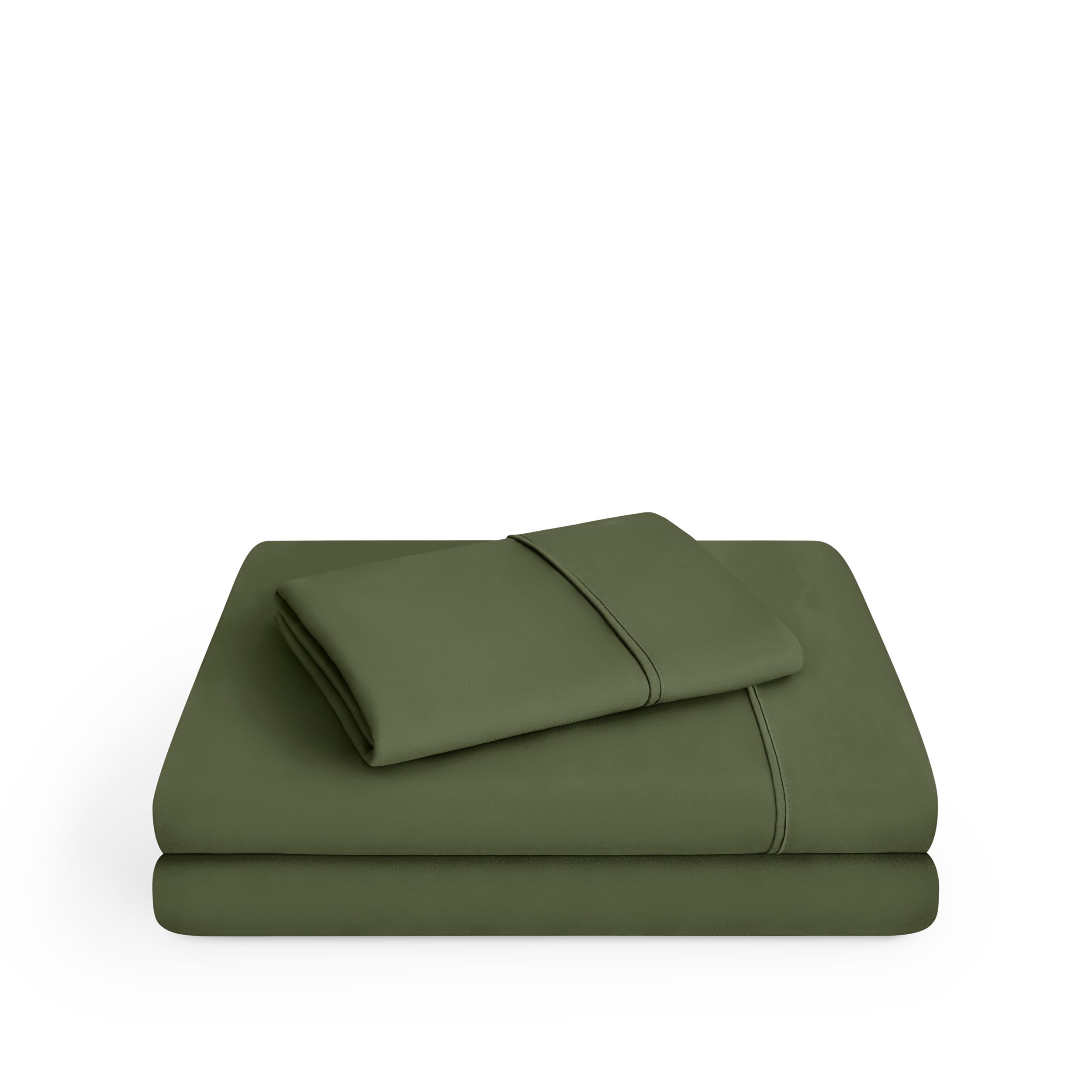Microfiber sheet set folded and stacked