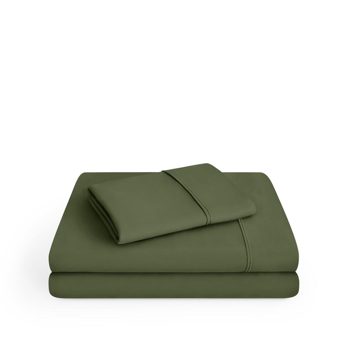 Microfiber sheet set folded and stacked