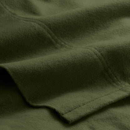 Close-up of organic flannel top sheet