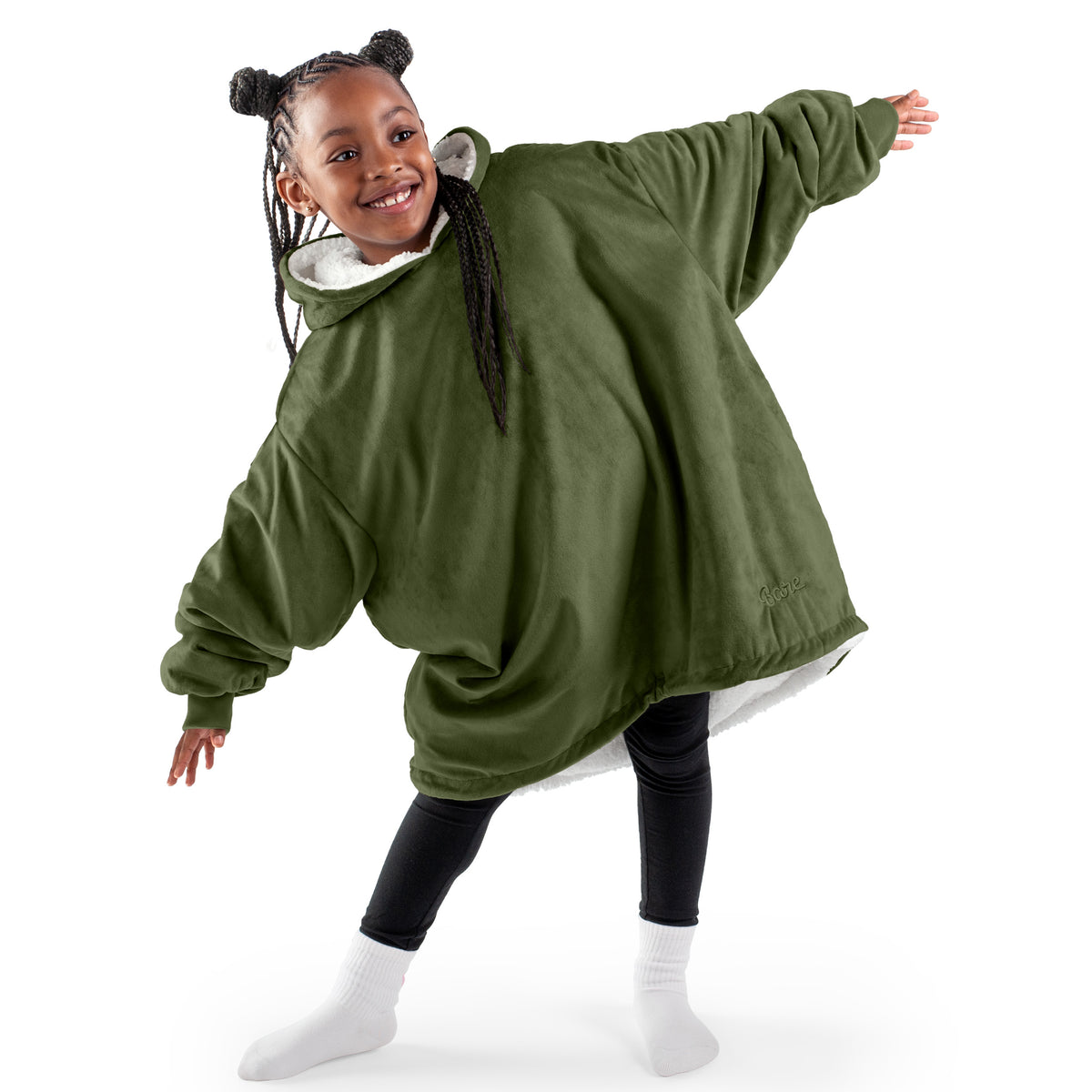 A youth wearable blanket on a child