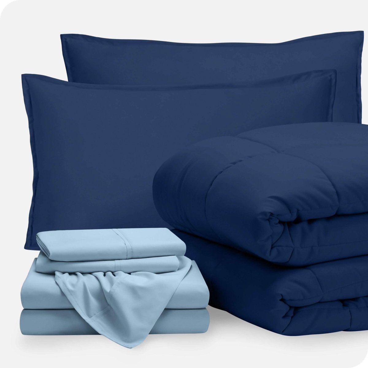 A bed in a bag folded and stacked neatly