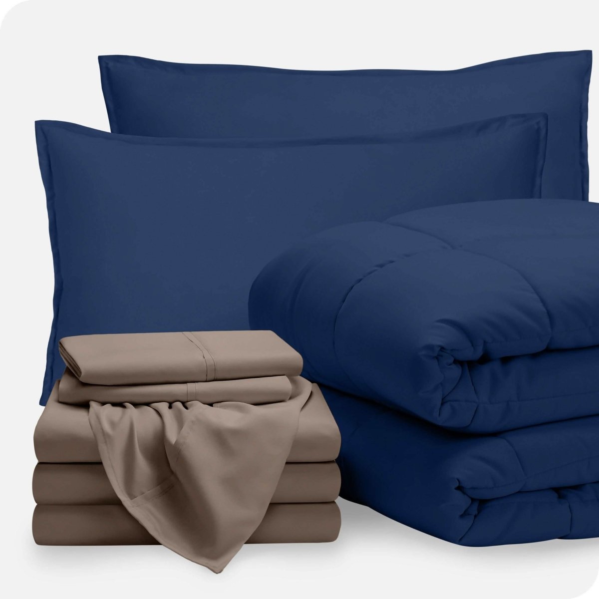 A bed in a bag folded and stacked neatly