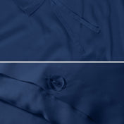 Close-up of the corner ties and button closure on a duvet cover