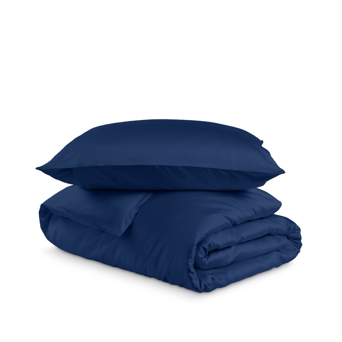 Bedding set with duvet cover and pillow shams on a white background