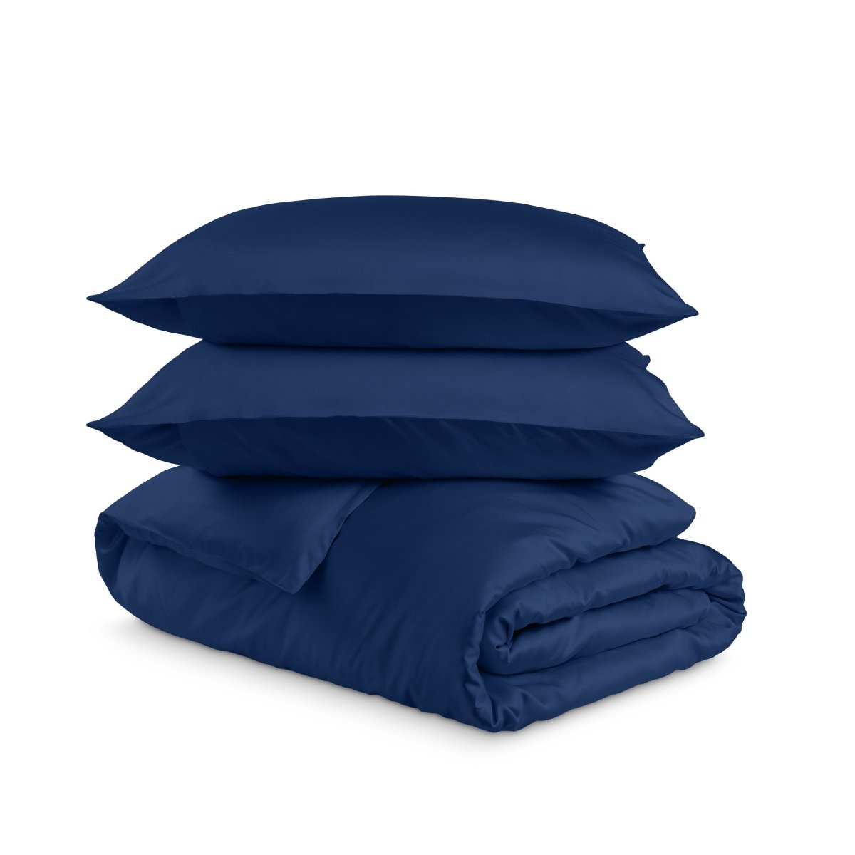 Bedding set with duvet cover and pillow shams on a white background