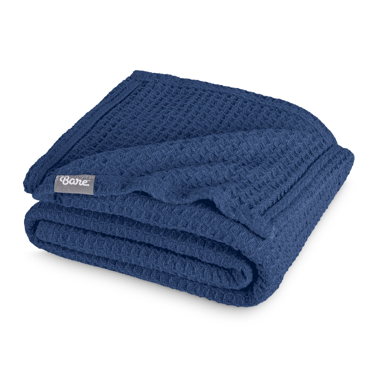 Folded blanket with a Bare Home label on a white background