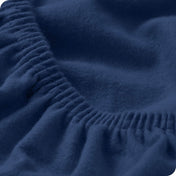 Close up of the elastic portion of a flannel fitted sheet