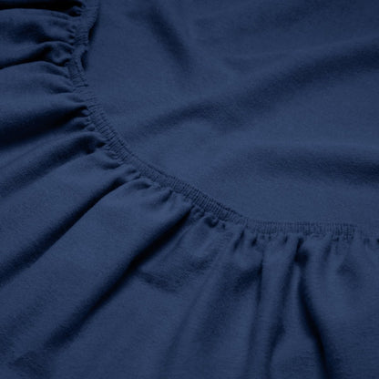 Close-up of a flannel fitted sheet with gathered elastic