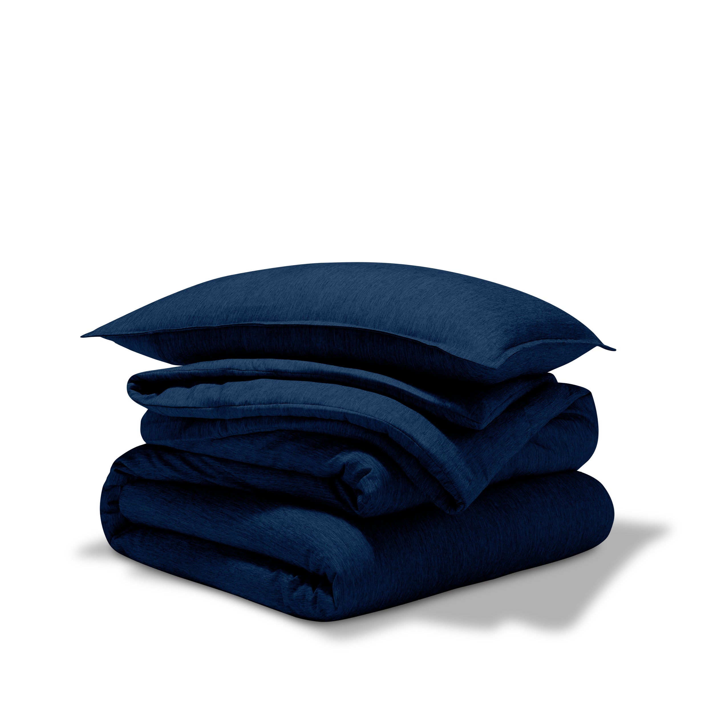 Comforter set stacked on a white background