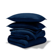 Comforter set stacked on a white background