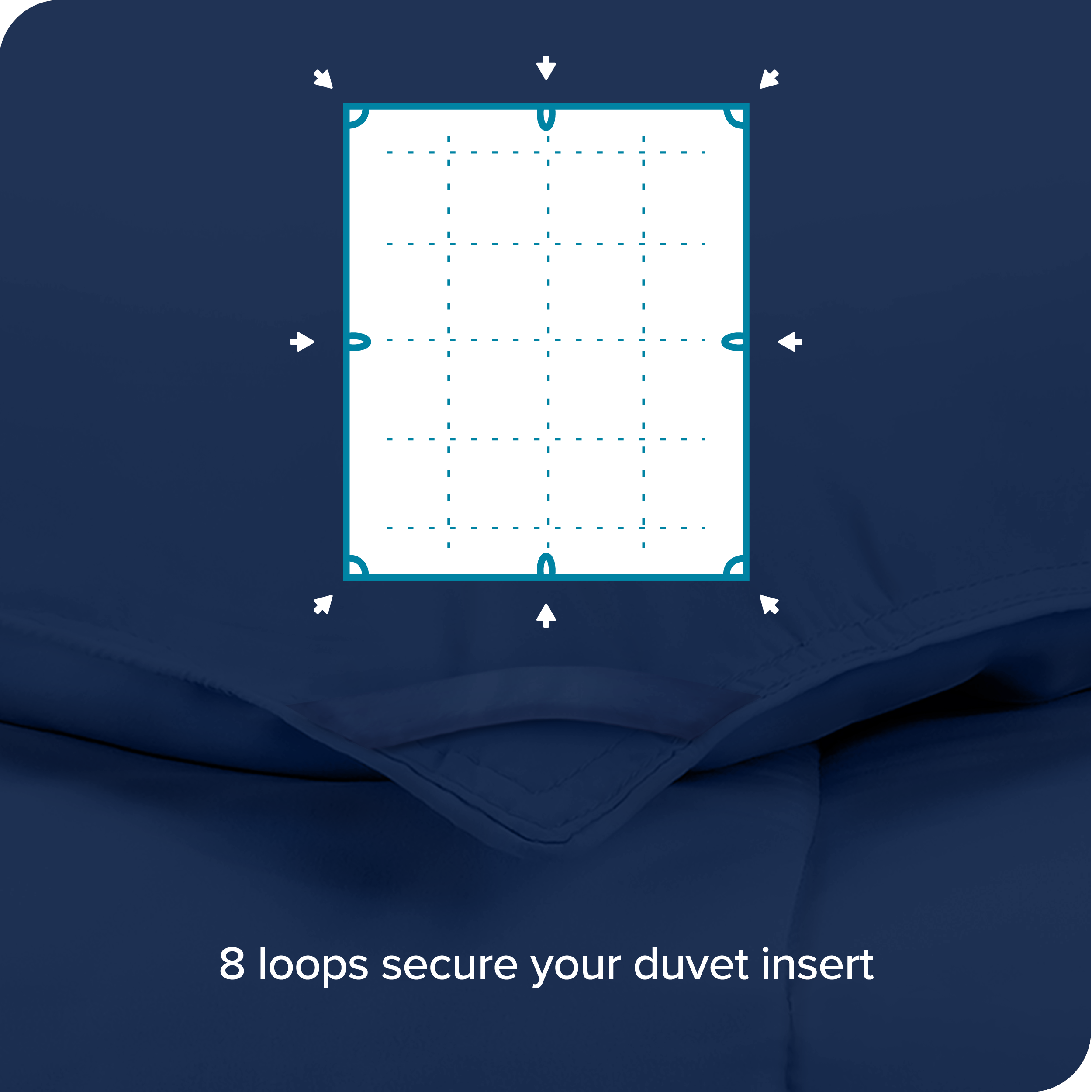 Diagram which shows the loops on the duvet insert