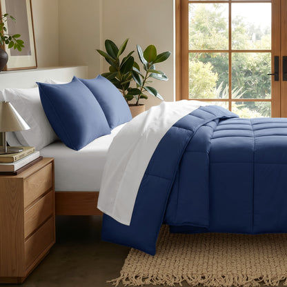 Microfiber comforter set on a bed