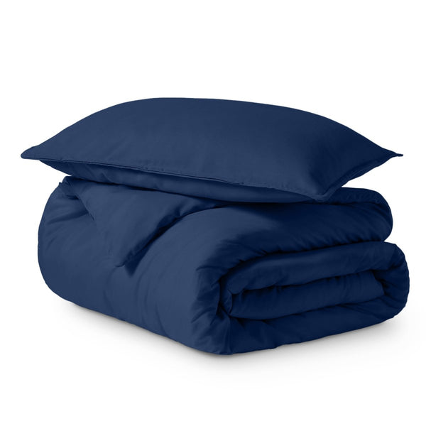 Solid color duvet set folded and stacked