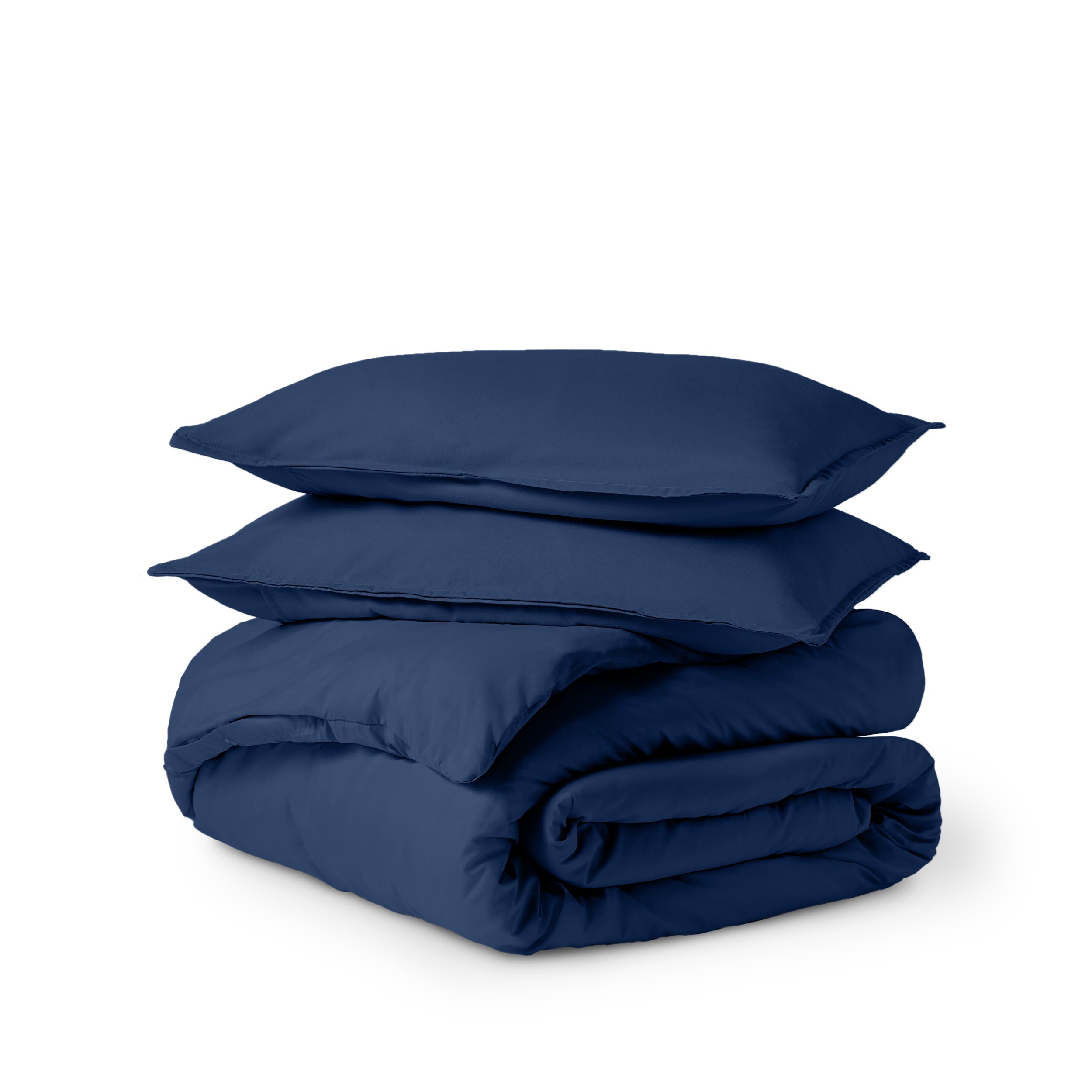 Solid color duvet set folded and stacked
