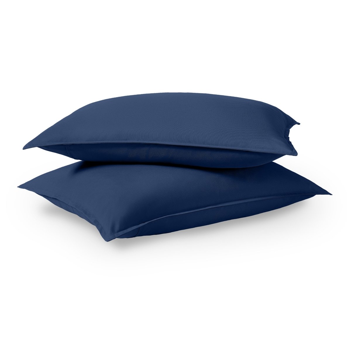 Two pillows stacked on a white background