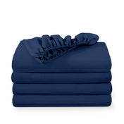 4 ultra soft fitted sheets folded and stacked