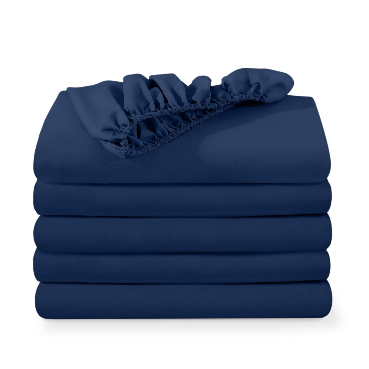 5 ultra soft fitted sheets folded and stacked