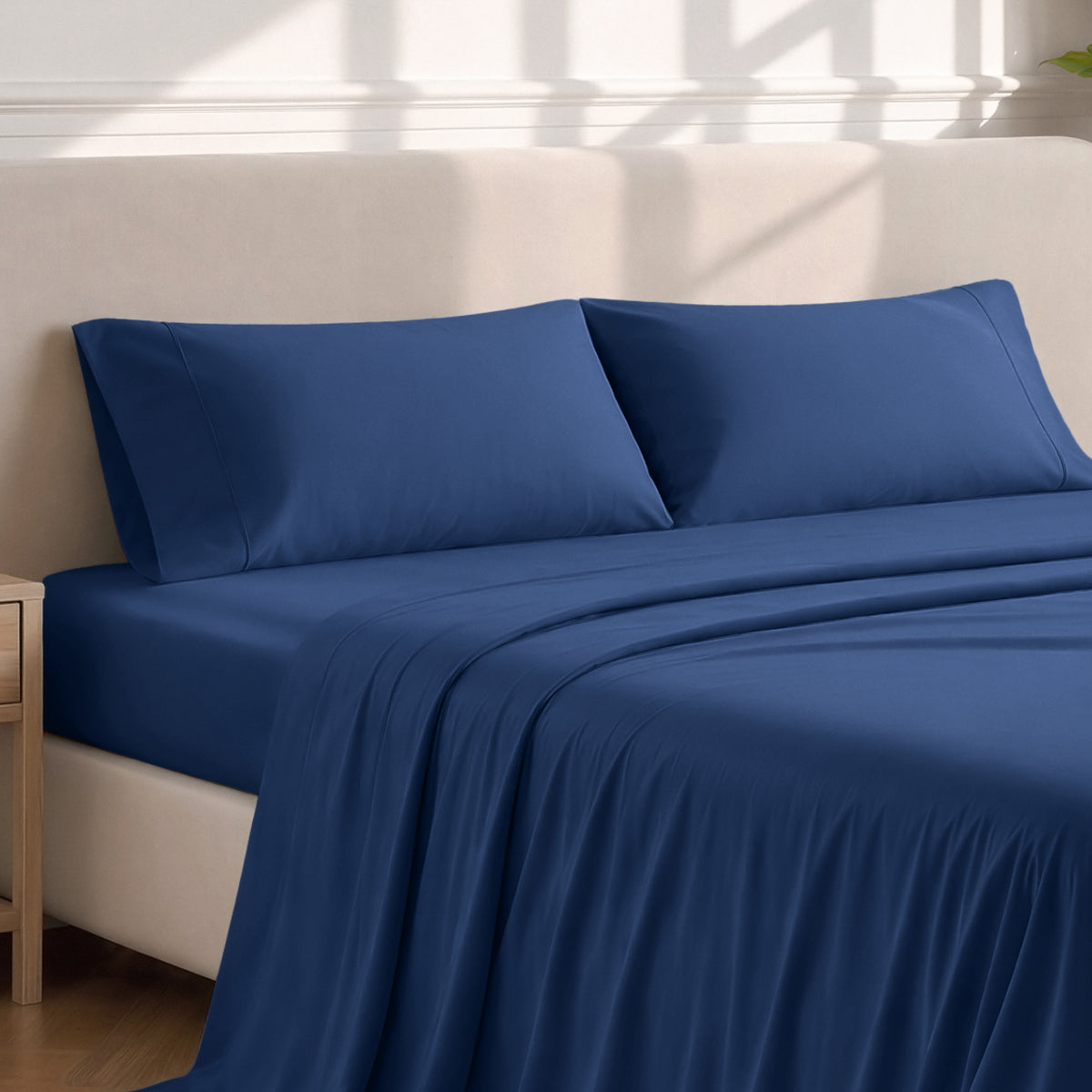 Matching sheets and pillowcases on a bed